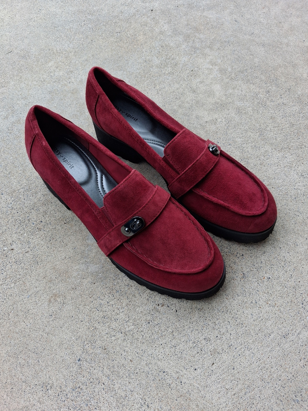 Easy Spirit Women’s Wendy Burgundy Suede Loafers NEW
